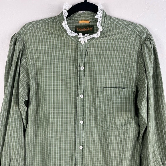 Green Plaid Button Down Grunge Cottagecore Timberland Top - Picture 2 of 16